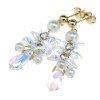 744 Kolczyki złote pozłacane 14k wiszące Austrian Crystal perła
